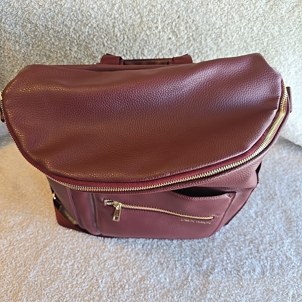Fawn Design Diaper Bag and Backpack Color: Burgundy Pockets Strap New - Picture 9 of 16